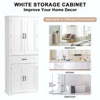 Tall Bathroom Storage Cabinet with Drawers and Adjustable Shelf