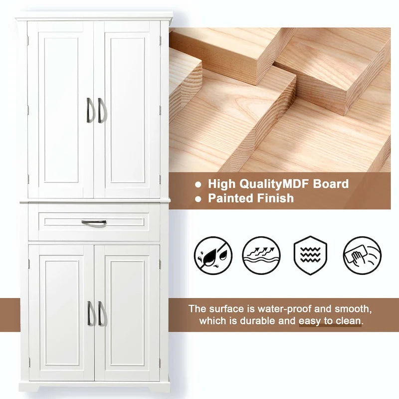 Tall Bathroom Storage Cabinet with Drawers and Adjustable Shelf