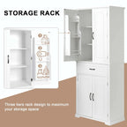 Tall Bathroom Storage Cabinet with Drawers and Adjustable Shelf