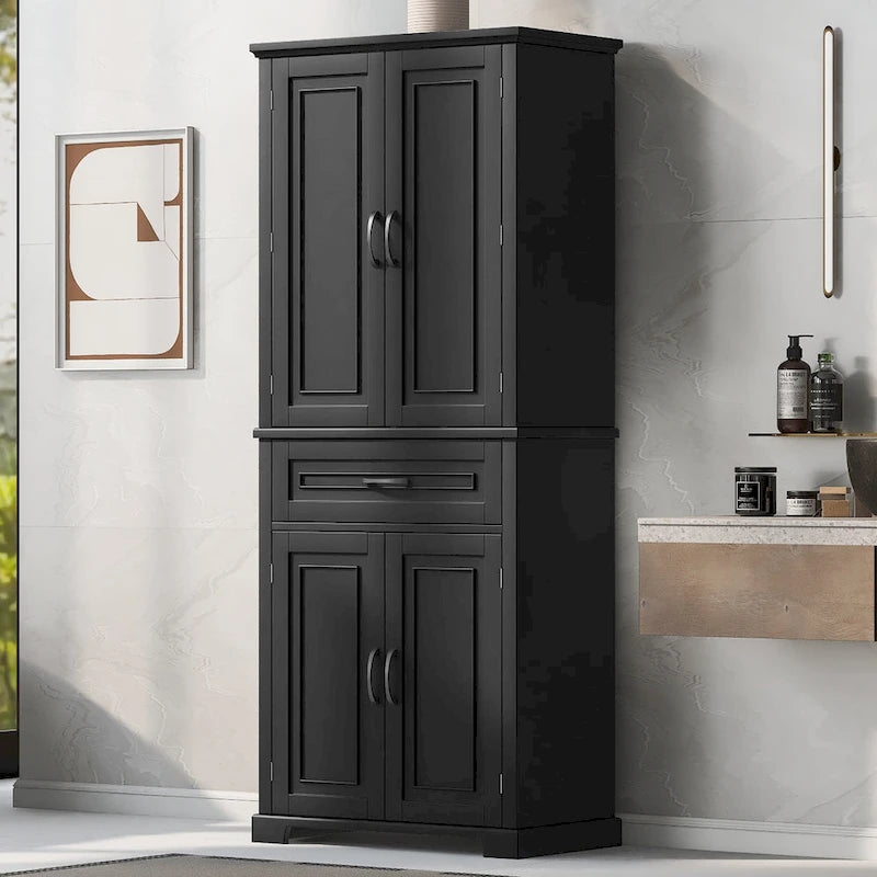 Tall Bathroom Storage Cabinet with Drawers and Adjustable Shelf