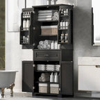 Tall Bathroom Storage Cabinet with Drawers and Adjustable Shelf