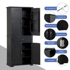 Tall Bathroom Storage Cabinet with Drawers and Adjustable Shelf
