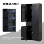 Tall Bathroom Storage Cabinet with Drawers and Adjustable Shelf