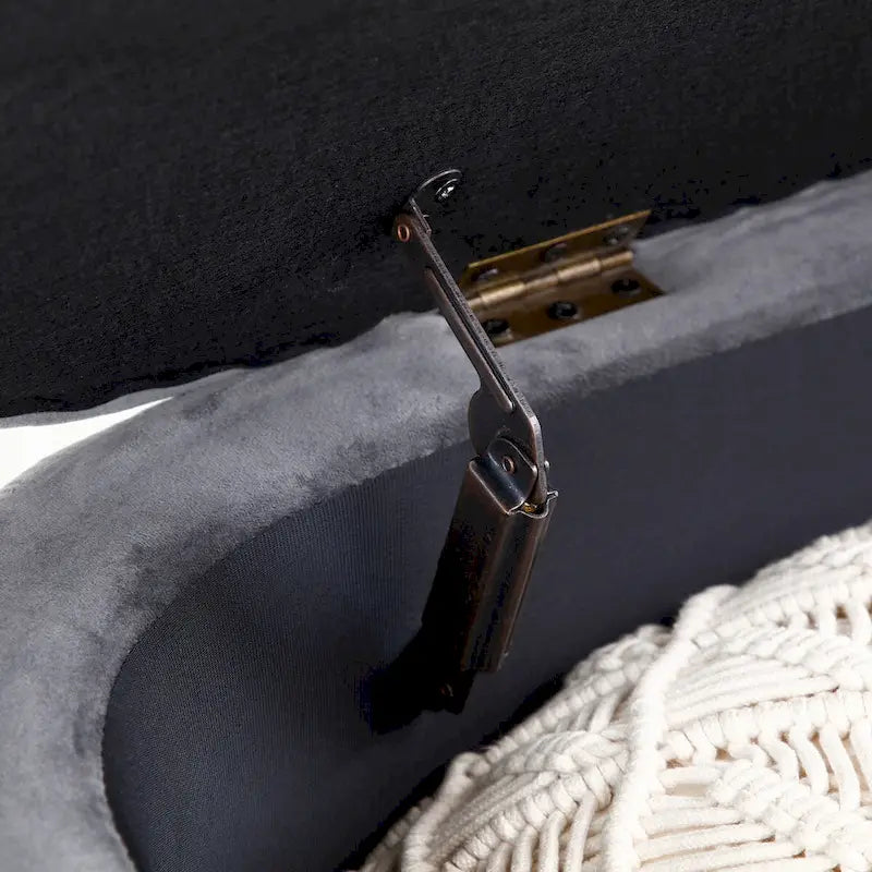 Storage Bench Bedroom Bench, Velvet Oval Upholstered End of Bed Bench with Golden Metal Legs, 50 Storage Ottoman Bench