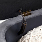 Storage Bench Bedroom Bench, Velvet Oval Upholstered End of Bed Bench with Golden Metal Legs, 50 Storage Ottoman Bench